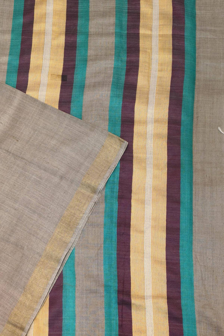 Handloom desi tussar pure silk saree in grey