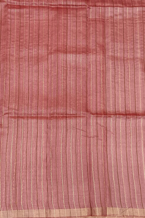 Handwoven desi tussar pure silk saree  in onion pink