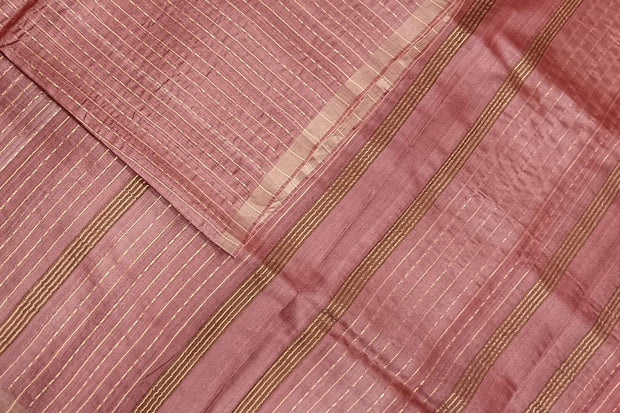 Handwoven desi tussar pure silk saree  in onion pink