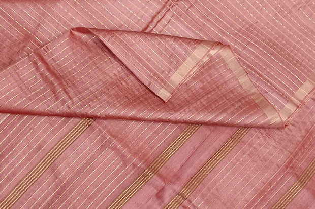 Handwoven desi tussar pure silk saree  in onion pink