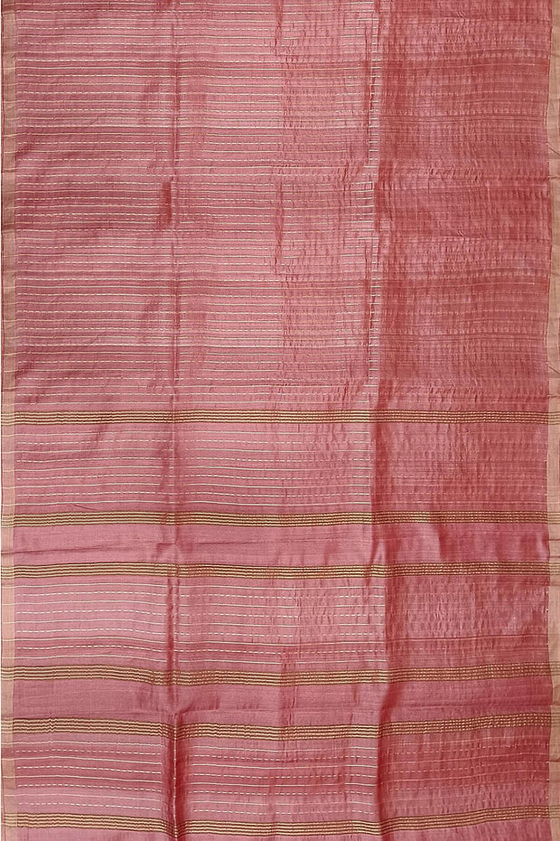 Handwoven desi tussar pure silk saree  in onion pink