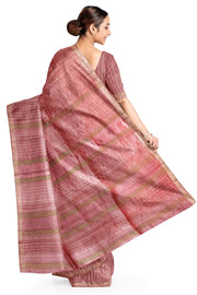 Handwoven desi tussar pure silk saree  in onion pink