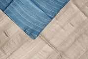 Handwoven desi tussar pure silk saree in prussian blue