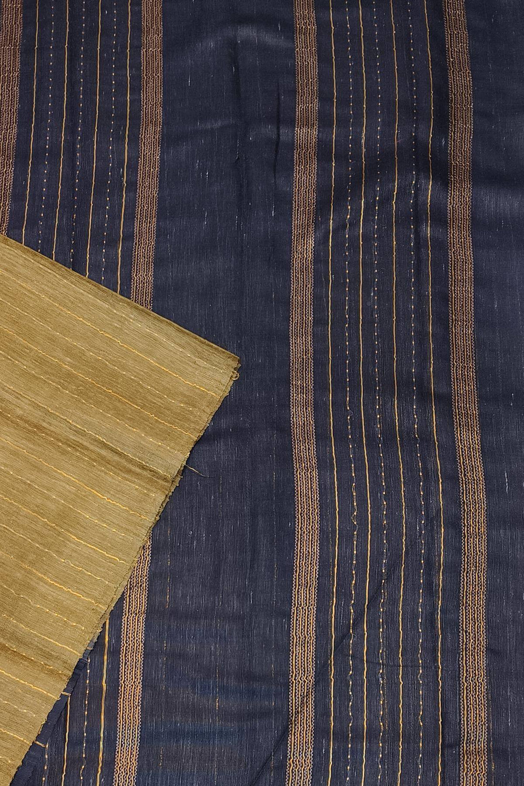 Desi tussar pure silk saree in olive green