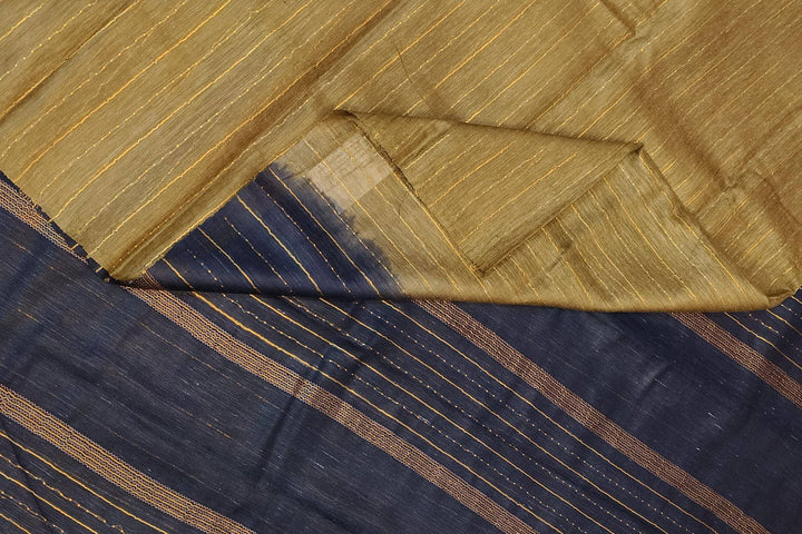 Desi tussar pure silk saree in olive green