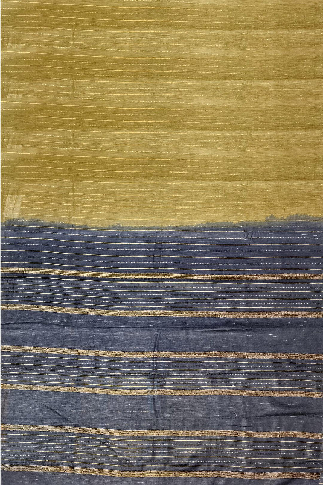 Desi tussar pure silk saree in olive green