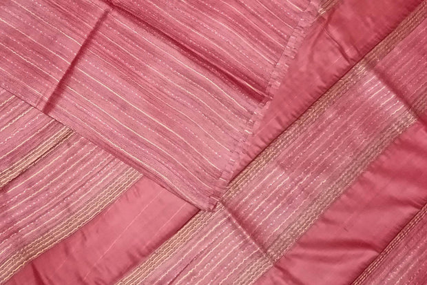 Handwoven desi tussar pure silk saree in pastel burgundy