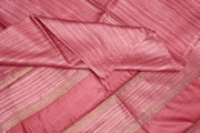 Handwoven desi tussar pure silk saree in pastel burgundy