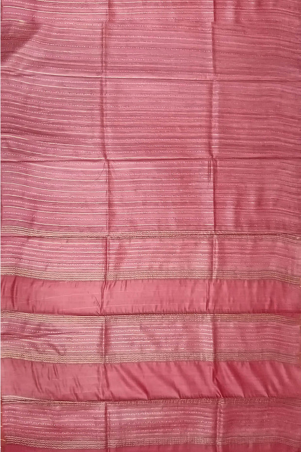 Handwoven desi tussar pure silk saree in pastel burgundy