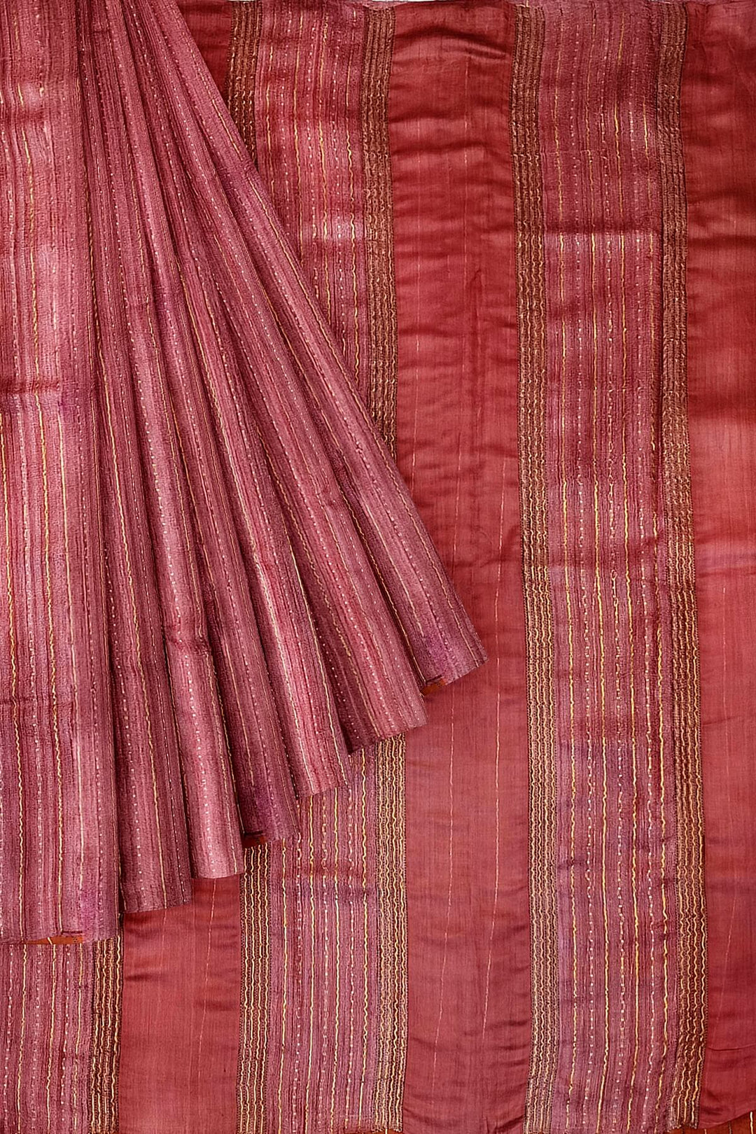Desi tussar pure silk saree in light maroon