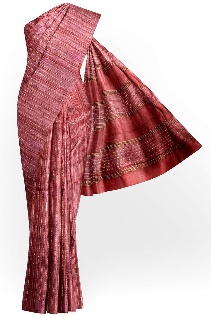 Desi tussar pure silk saree in light maroon
