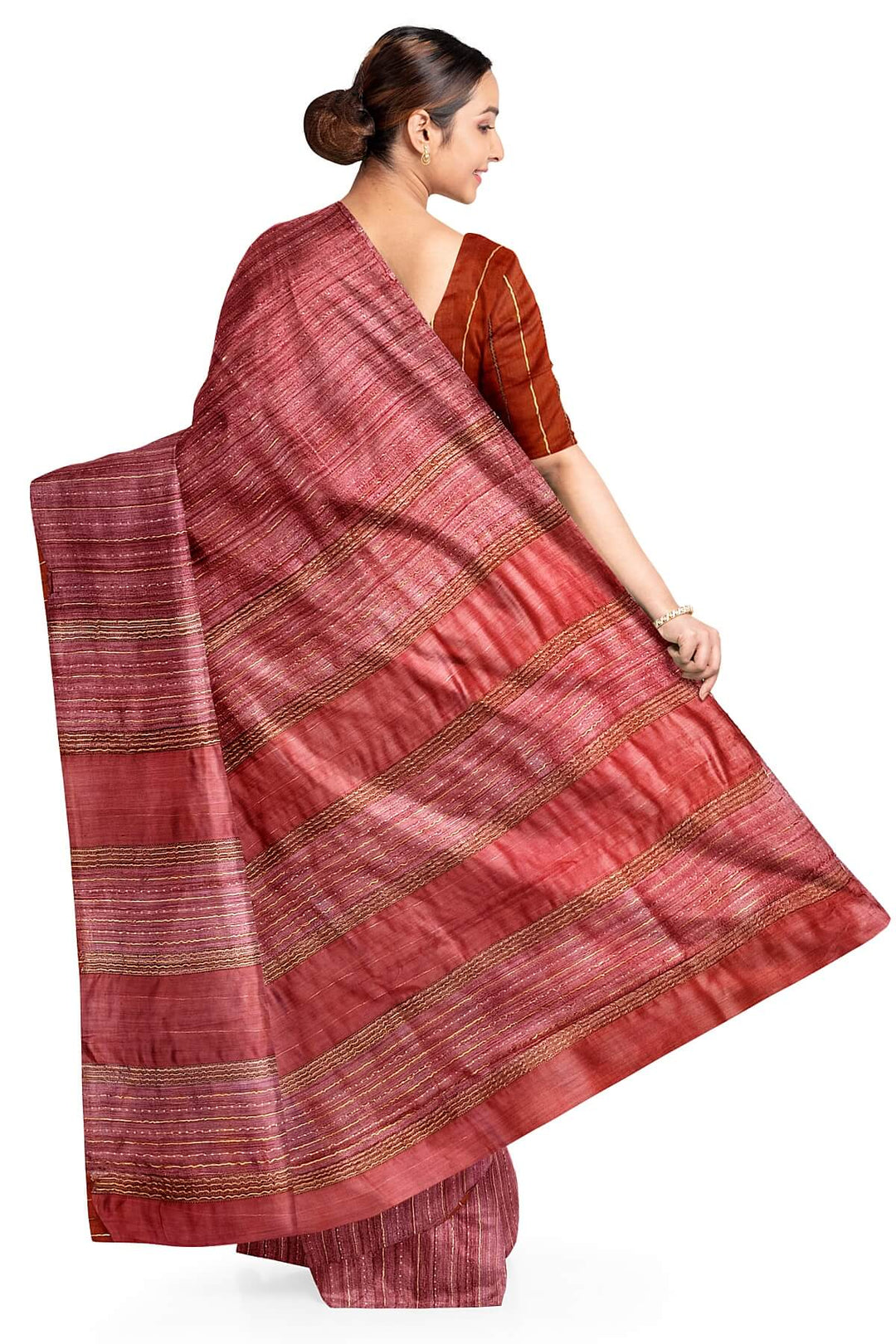 Desi tussar pure silk saree in light maroon