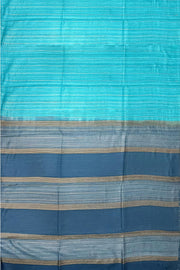 Handwoven desi tussar pure silk saree in teal blue