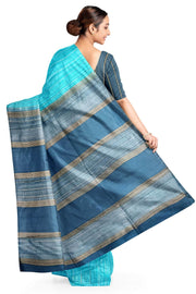 Handwoven desi tussar pure silk saree in teal blue