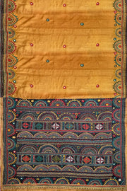 Lambani hand embroidery  on Tussar pure silk saree in mustard
