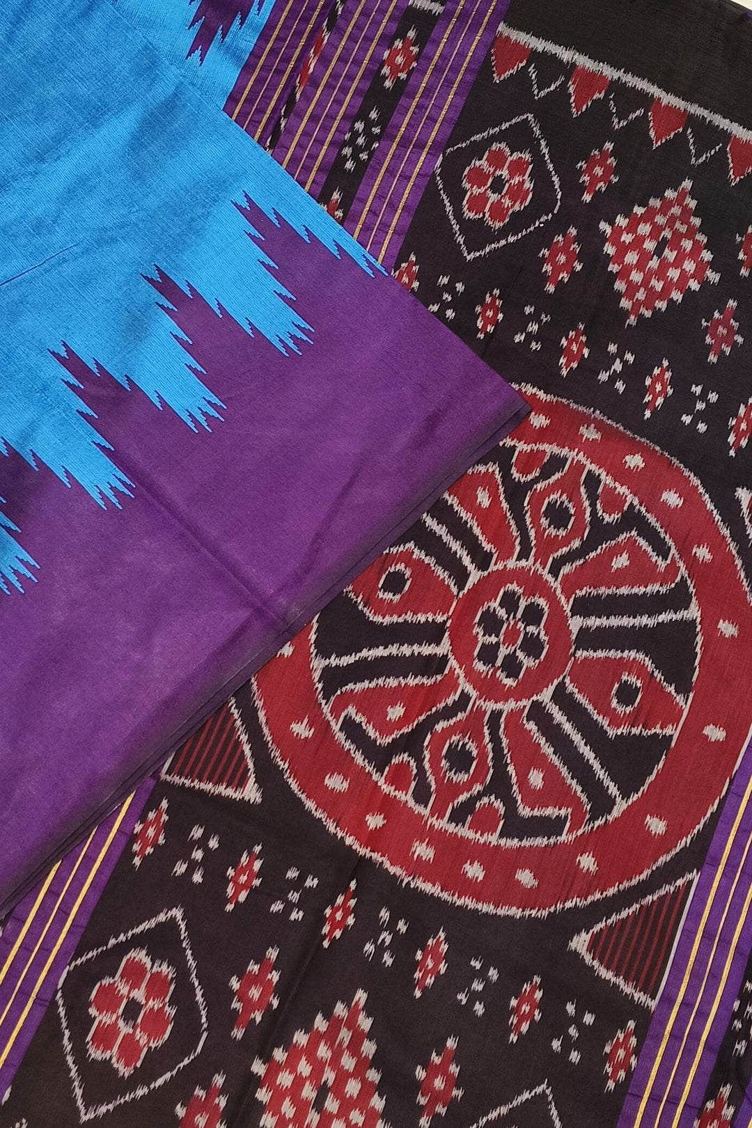 Tussar raw silk saree in copper sulphate blue