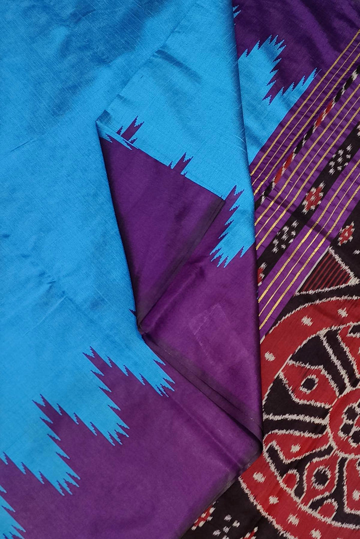Tussar raw silk saree in copper sulphate blue