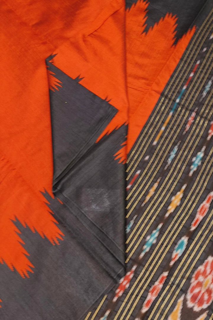 Tussar raw silk saree in red
