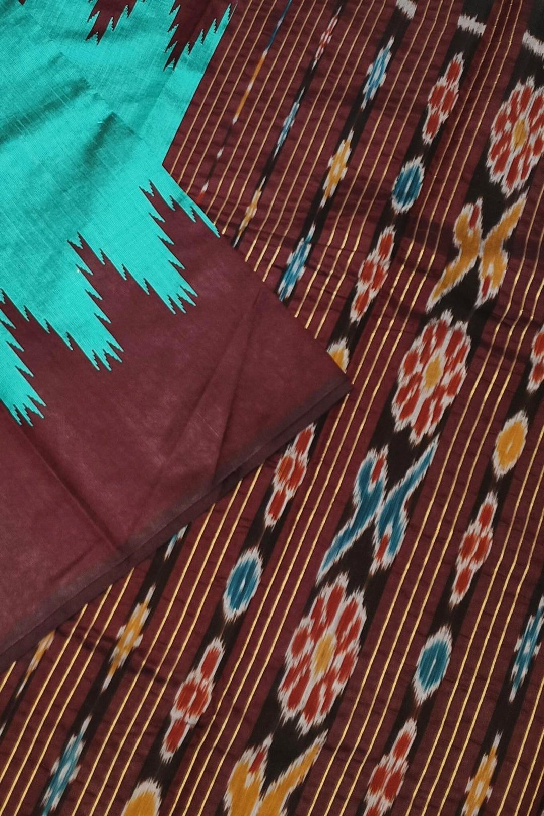 Tussar raw silk saree in rama green
