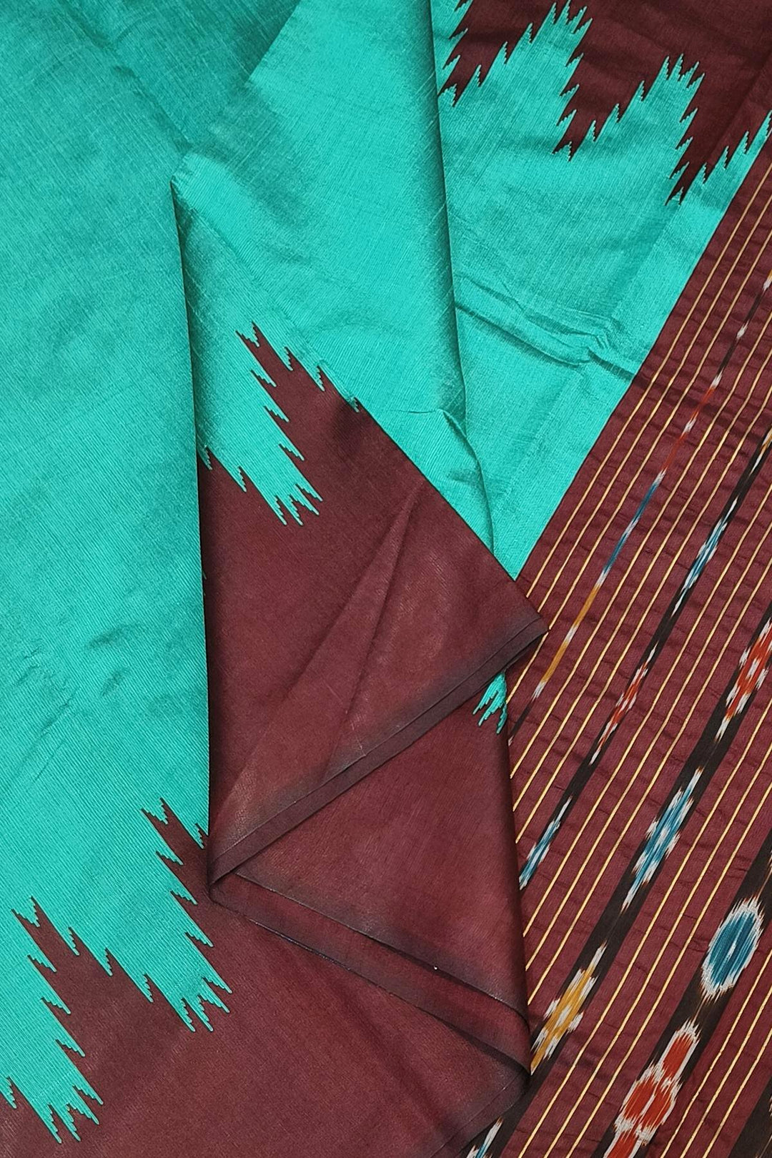 Tussar raw silk saree in rama green
