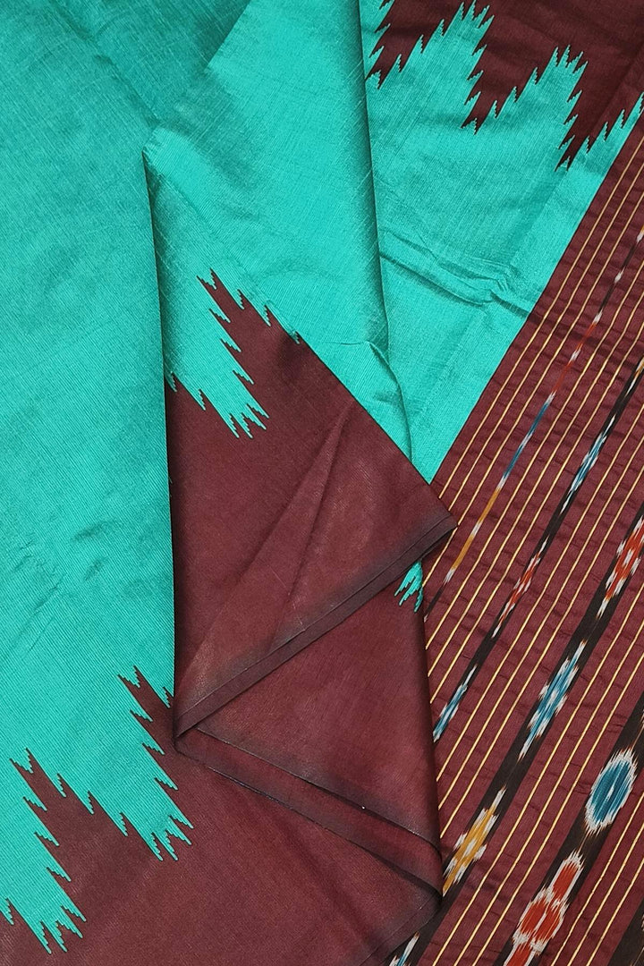 Tussar raw silk saree in rama green