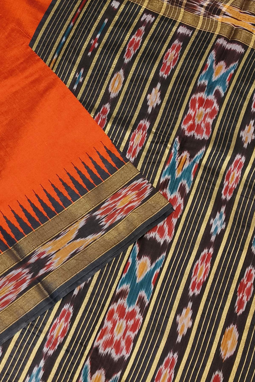 Tussar raw silk saree in red