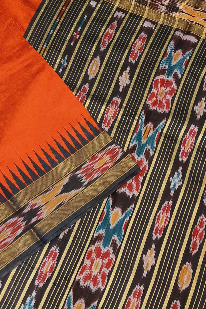 Tussar raw silk saree in red