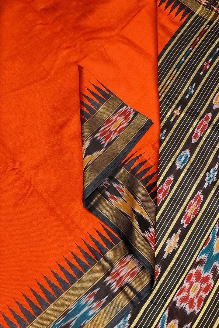 Tussar raw silk saree in red