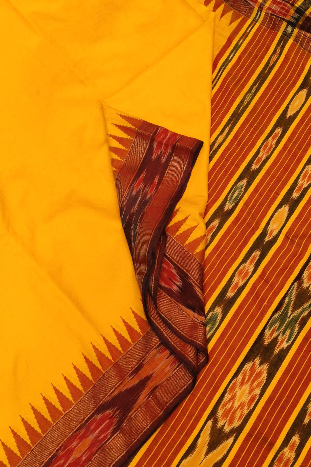Tussar raw silk saree in mustard