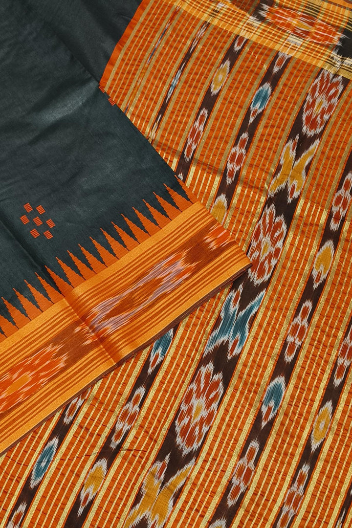 Tussar raw silk saree in black