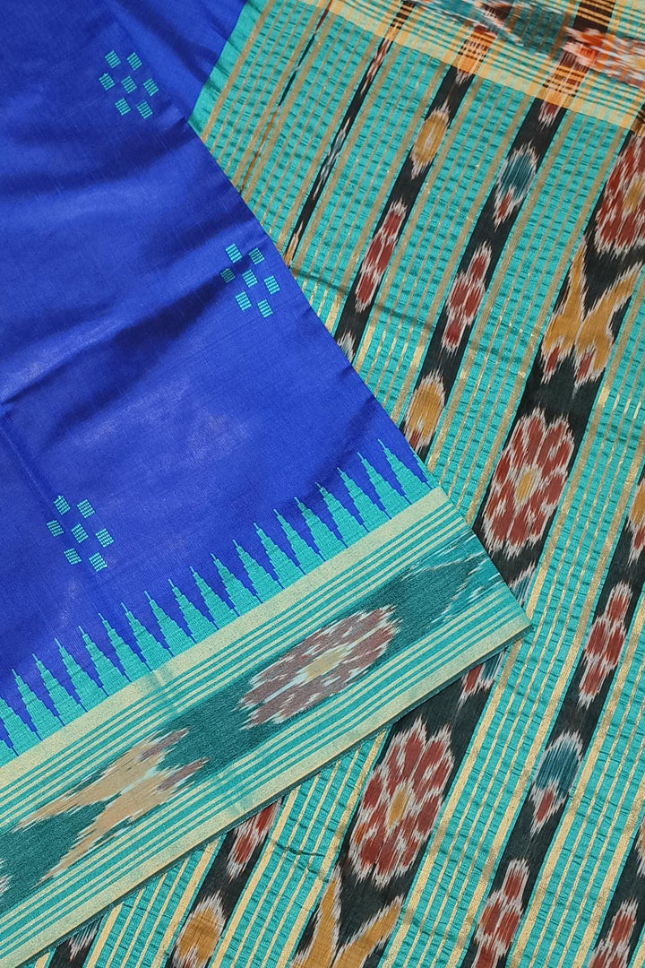 Tussar raw silk saree in royal blue