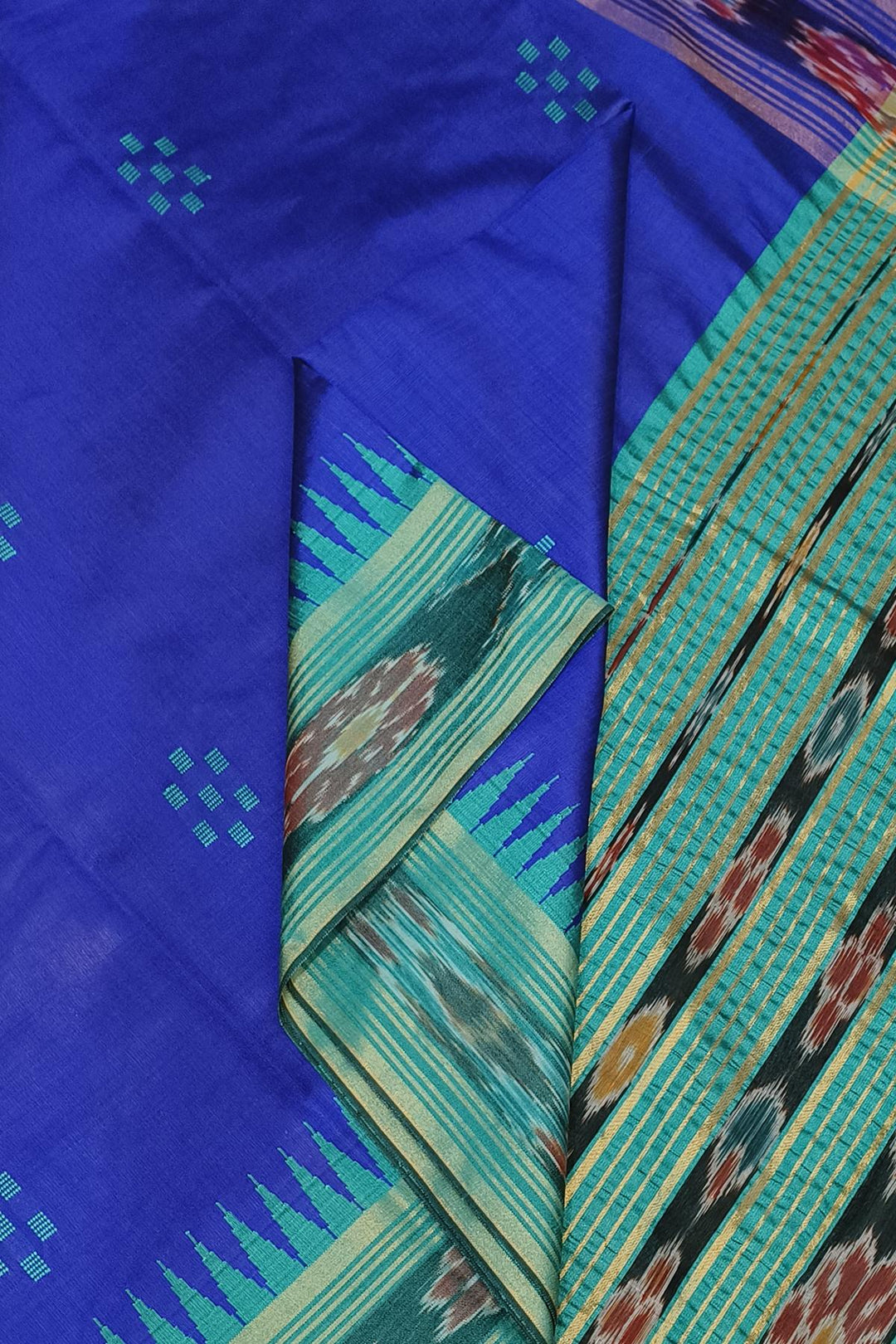 Tussar raw silk saree in royal blue