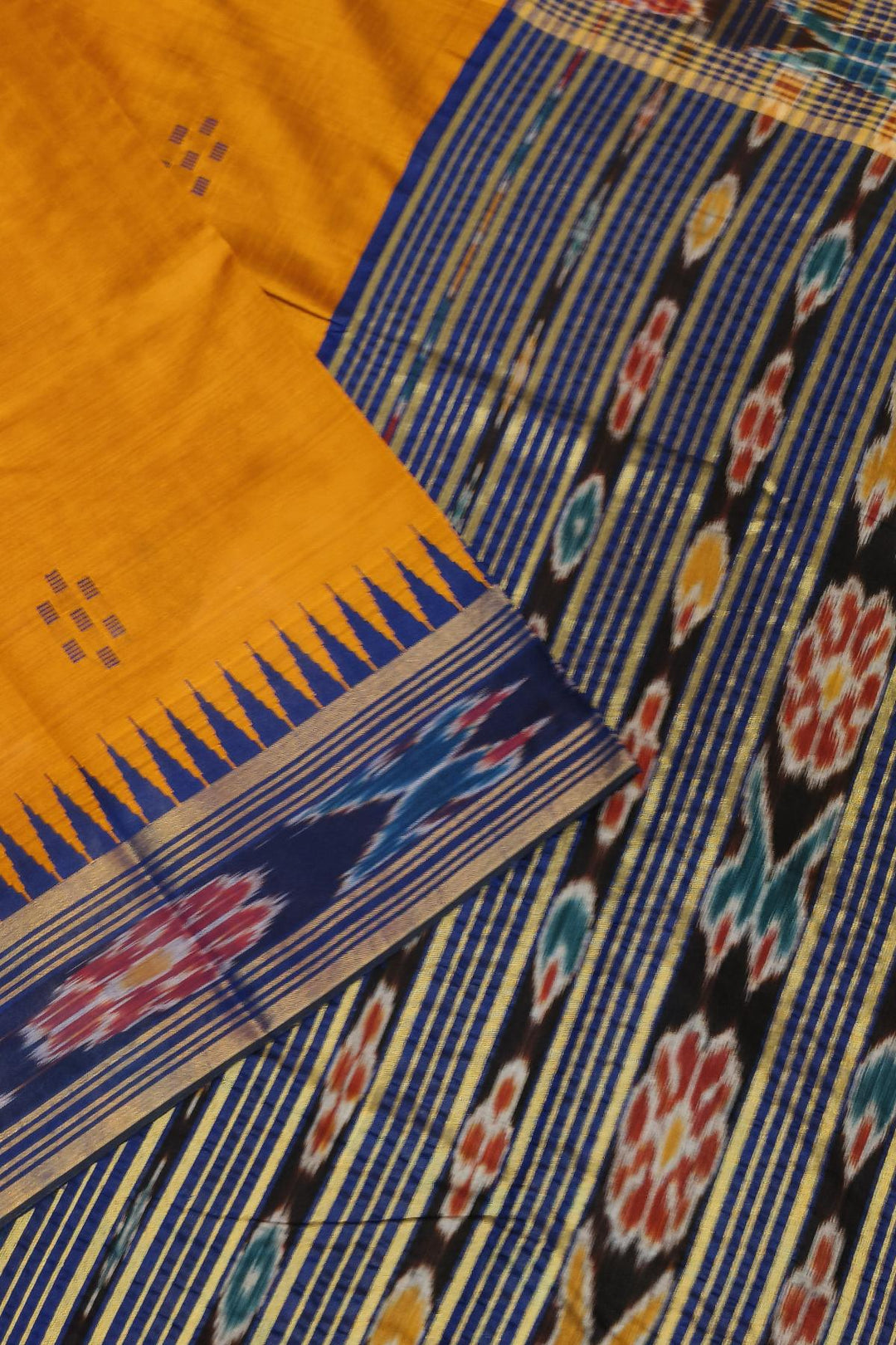 Tussar raw silk saree in burnt orange
