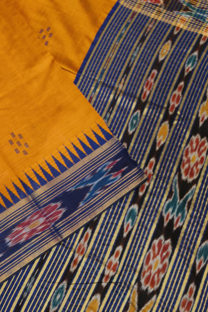 Tussar raw silk saree in burnt orange