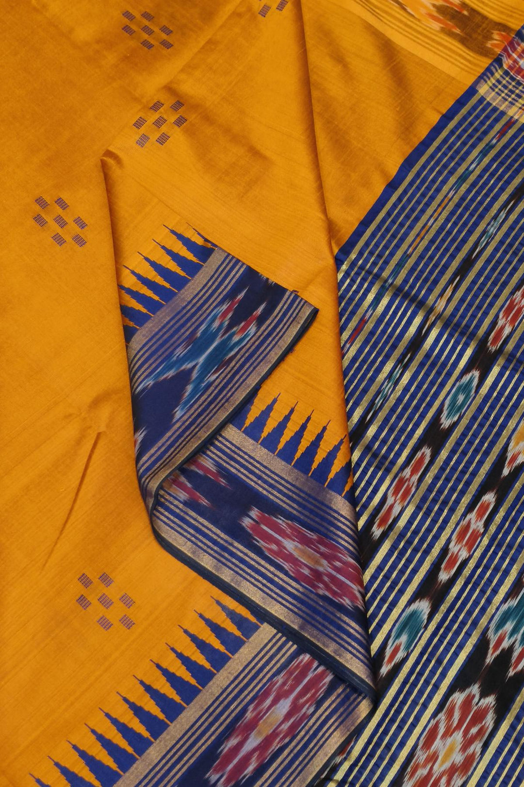 Tussar raw silk saree in burnt orange