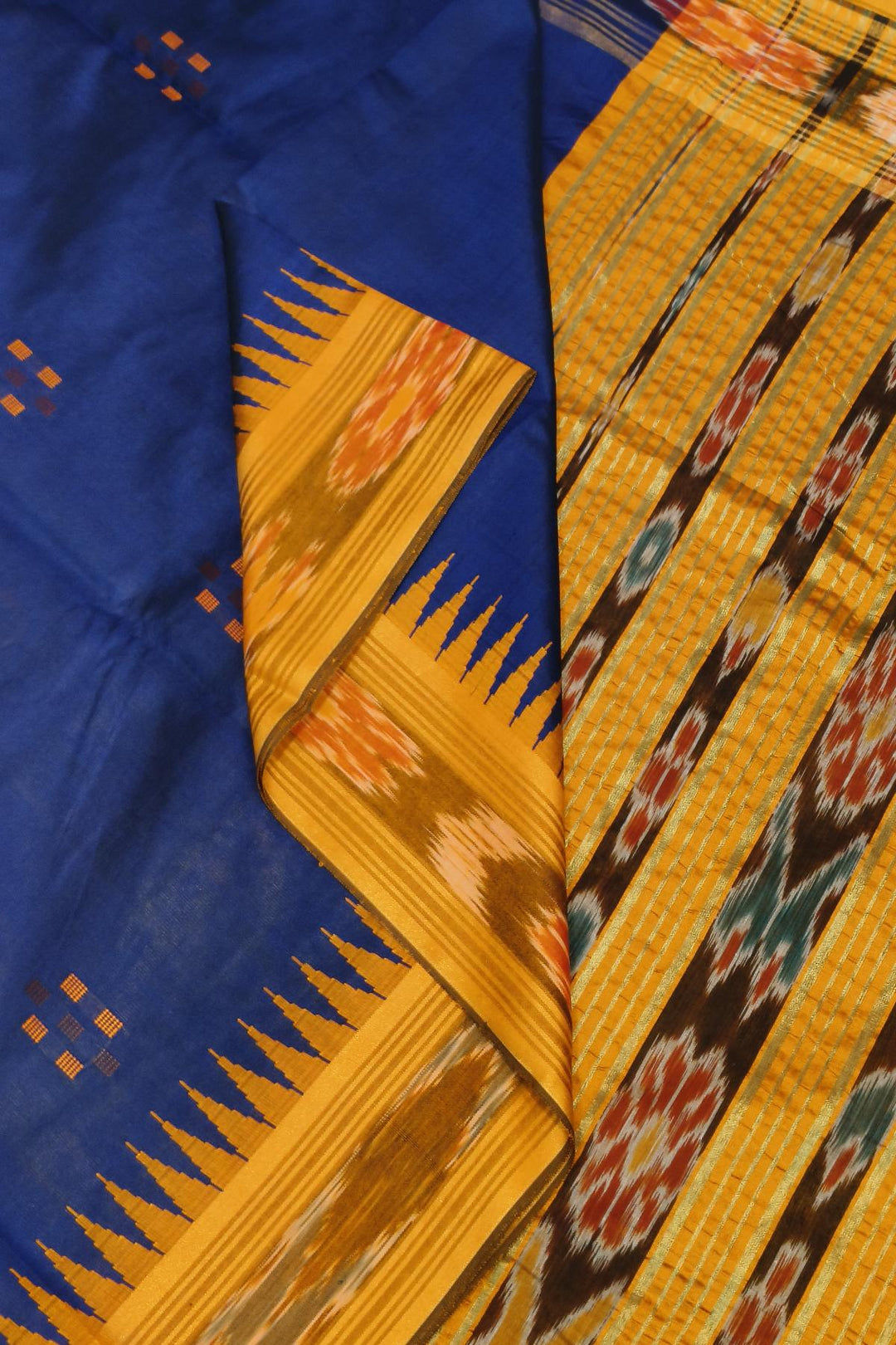 Tussar raw silk saree in navy blue