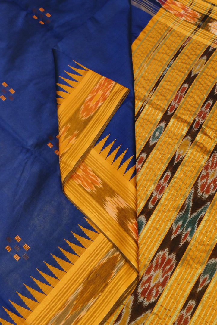 Tussar raw silk saree in navy blue
