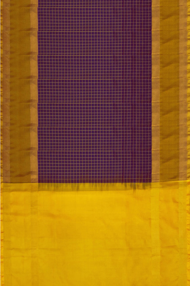 Handloom Uppada pure silk saree in fine checks in purple