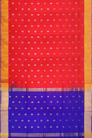 Handloom Uppada pure silk saree in red with small  buttas