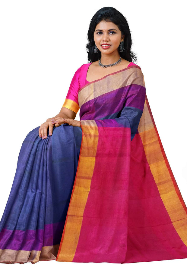 Handloom Uppada pure silk saree in peacock blue