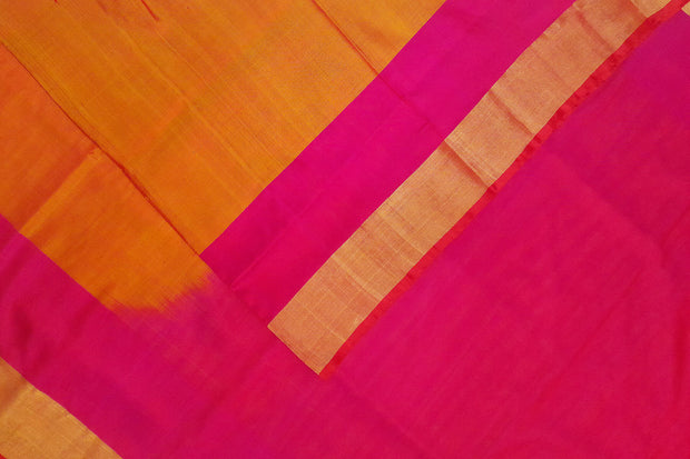 Handloom Uppada pure silk saree in mustard with contrast pallu