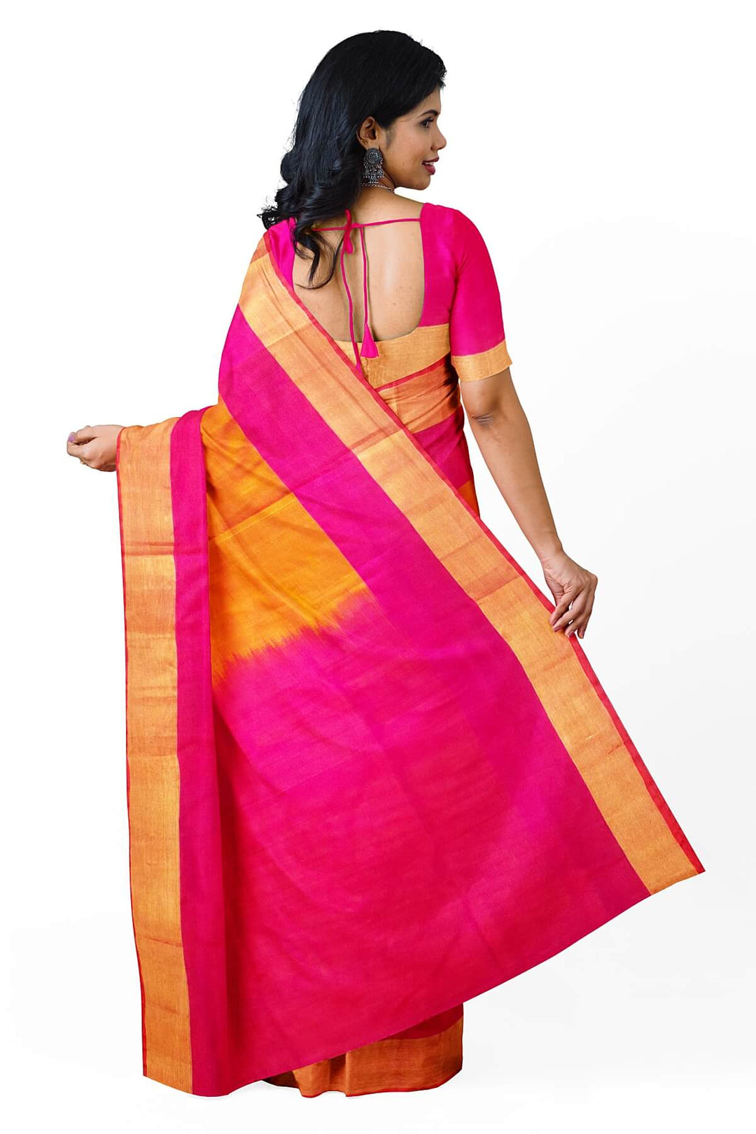 Handloom Uppada pure silk saree in mustard with contrast pallu