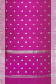 Handwoven Uppada pure silk saree in dark magenta  with motifs, borders & blouse in silver