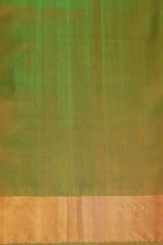 Handwoven Uppada pure silk saree in red with floral motifs in gold & silver.