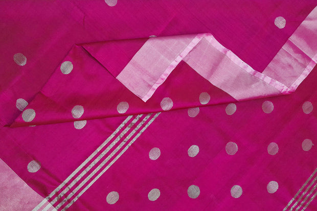 Handwoven Uppada pure silk saree in purple  with motifs, borders & blouse in silver