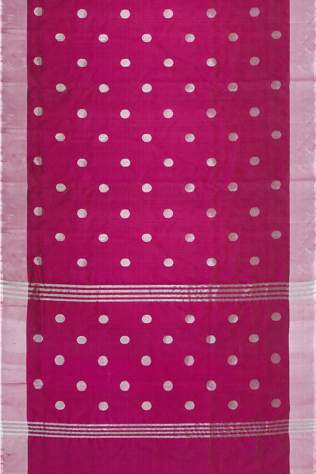 Handwoven Uppada pure silk saree in purple  with motifs, borders & blouse in silver