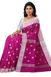 Handwoven Uppada pure silk saree in purple  with motifs, borders & blouse in silver