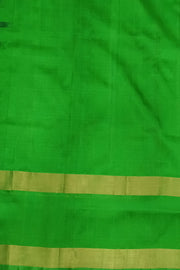 Handloom Uppada pure silk saree in  checks in royal blue and a contrast pallu in green
