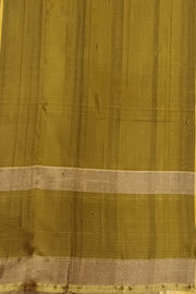 Handloom Uppada pure silk saree in  checks in bottle green and a contrast pallu in mustard