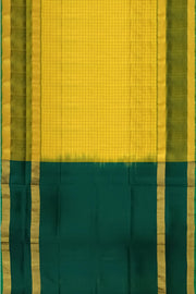 Handloom Uppada pure silk saree in  checks in yellow and a contrast pallu in green